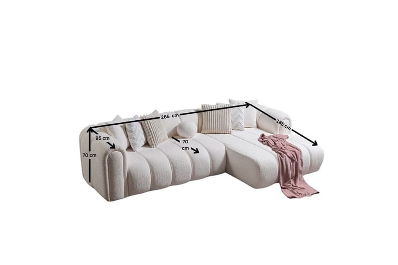 Varrel Sofa med divan 3-seter - Hvit - Møbler - Sofaer - Sofaer med sjeselong - 3 seters sofa med divan