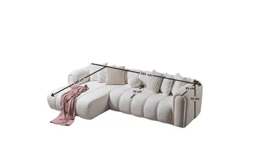 Varrel Sofa med divan 3-seter - Hvit - Møbler - Sofaer - Sofaer med sjeselong - 3 seters sofa med divan