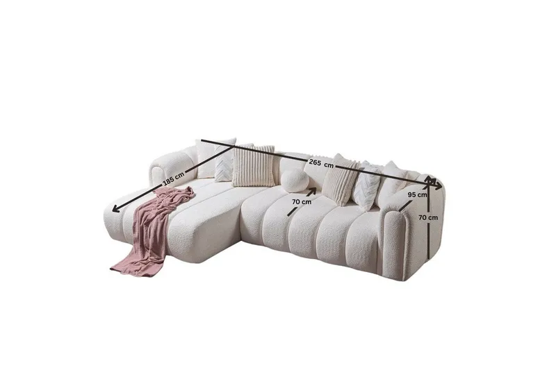 Varrel Sofa med divan 3-seter - Hvit - Møbler - Sofaer - Sofaer med sjeselong - 3 seters sofa med divan