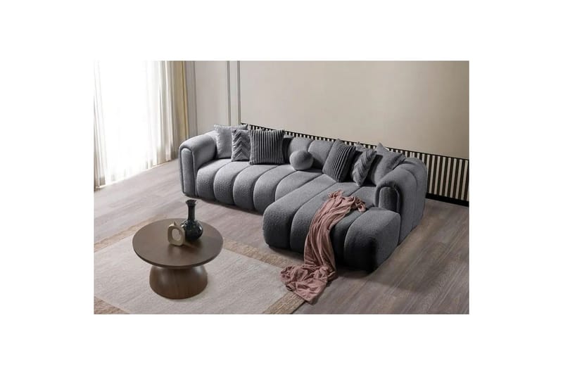 Varrel Sofa med divan 3-seter - Mørkgrå - Møbler - Sofaer - Sofaer med sjeselong - 3 seters sofa med divan