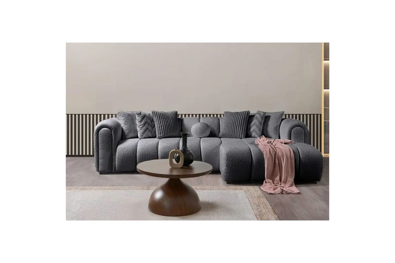 Varrel Sofa med divan 3-seter - Mørkgrå - Møbler - Sofaer - Sofaer med sjeselong - 3 seters sofa med divan