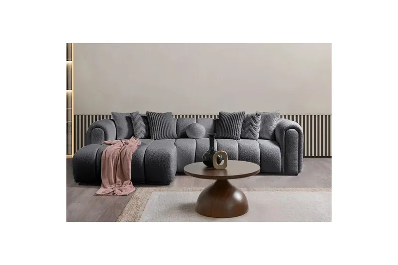 Varrel Sofa med divan 3-seter - Mørkgrå - Møbler - Sofaer - Sofaer med sjeselong - 3 seters sofa med divan