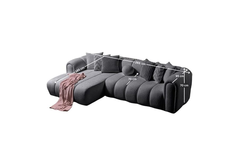 Varrel Sofa med divan 3-seter - Mørkgrå - Møbler - Sofaer - Sofaer med sjeselong - 3 seters sofa med divan