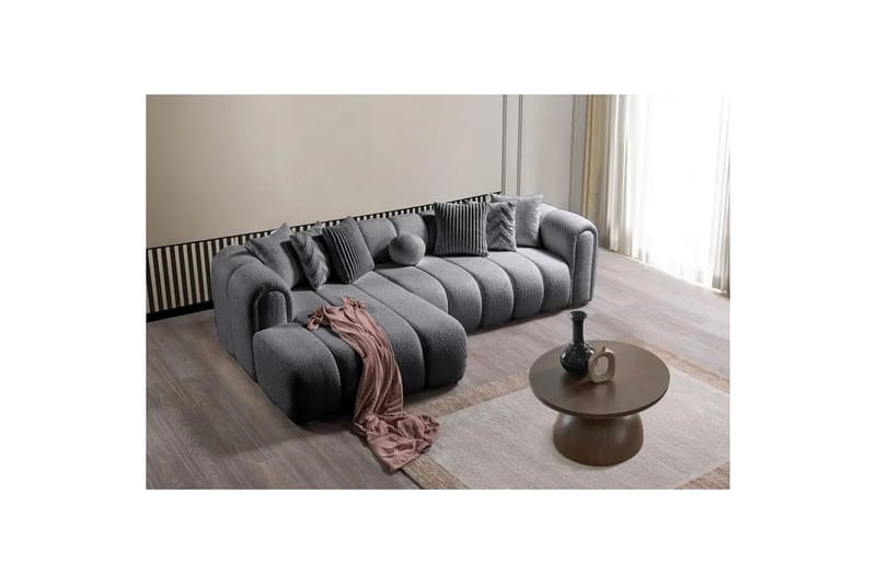 Varrel Sofa med divan 3-seter - Mørkgrå - Møbler - Sofaer - Sofaer med sjeselong - 3 seters sofa med divan