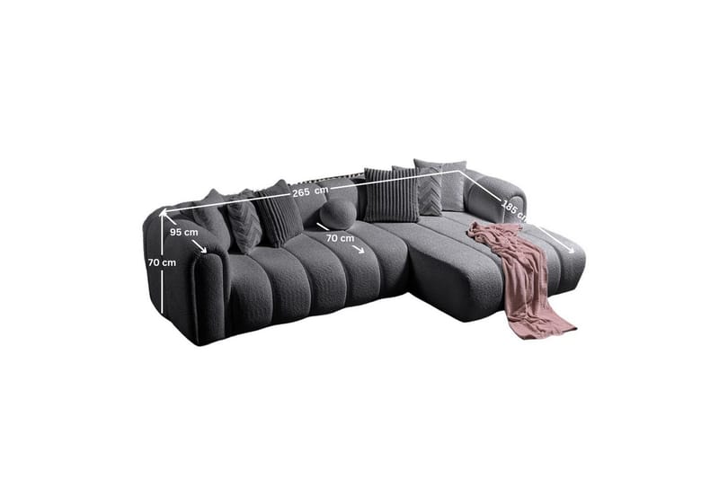 Varrel Sofa med divan 3-seter - Mørkgrå - Møbler - Sofaer - Sofaer med sjeselong - 3 seters sofa med divan