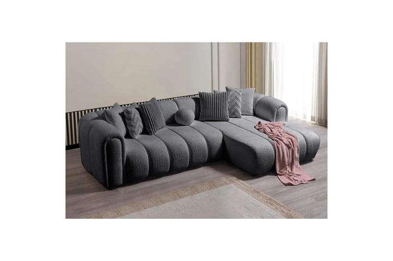 Varrel Sofa med divan 3-seter - Mørkgrå - Møbler - Sofaer - Sofaer med sjeselong - 3 seters sofa med divan