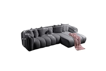 Varrel Sofa med divan 3-seter - Mørkgrå - Møbler - Sofaer - Sofaer med sjeselong - 3 seters sofa med divan