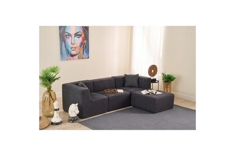 Veyno Sofa med Divan 3-sits - Antrasitt - Møbler - Sofaer - Sofaer med sjeselong - 3 seters sofa med divan