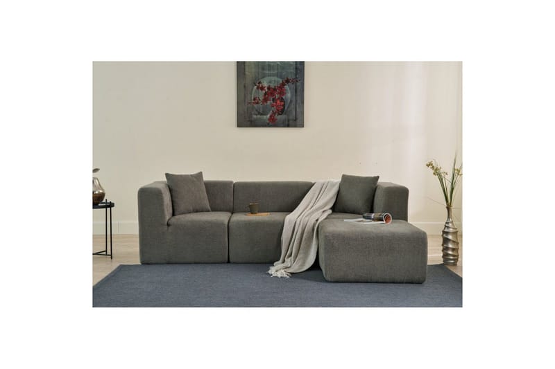 Veyno Sofa med Divan 3-sits - Grå - Møbler - Sofaer - Sofaer med sjeselong - 3 seters sofa med divan