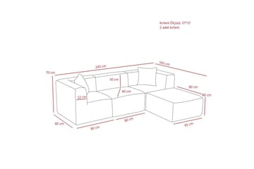 Veyno Sofa med Divan 3-sits - Grå - Møbler - Sofaer - Sofaer med sjeselong - 3 seters sofa med divan
