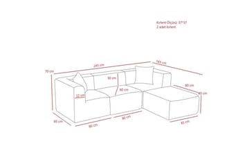 Veyno Sofa med Divan 3-sits - Grå - Møbler - Sofaer - Sofaer med sjeselong - 3 seters sofa med divan