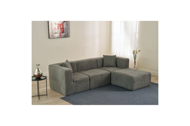 Veyno Sofa med Divan 3-sits - Grå - Møbler - Sofaer - Sofaer med sjeselong - 3 seters sofa med divan
