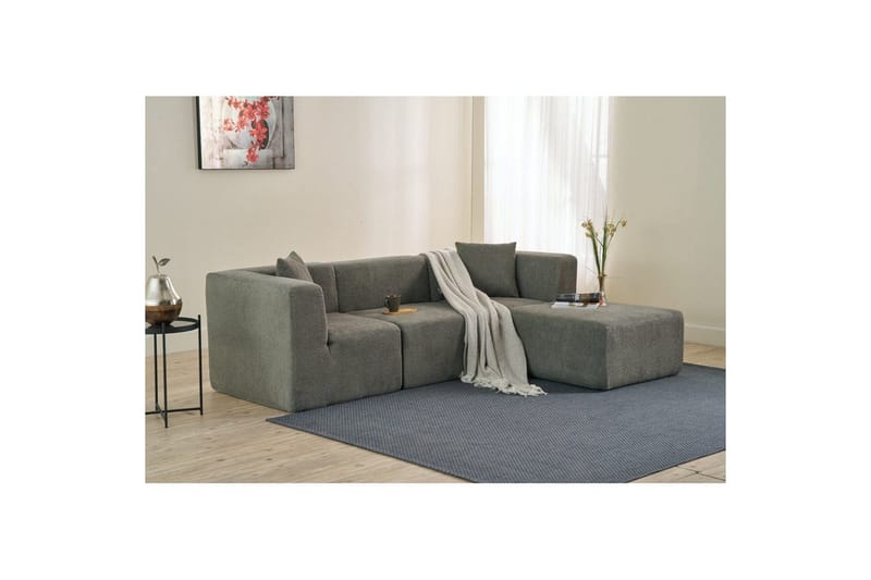 Veyno Sofa med Divan 3-sits - Grå - Møbler - Sofaer - Sofaer med sjeselong - 3 seters sofa med divan