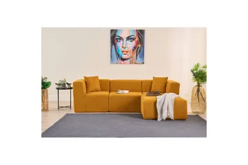 Veyno Sofa med Divan 3-sits - Oransje - Møbler - Sofaer - Sofaer med sjeselong - 3 seters sofa med divan