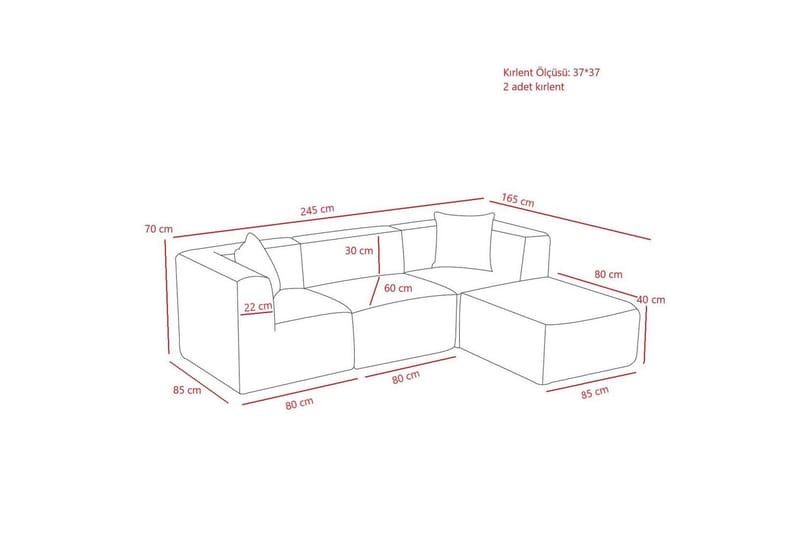 Veyno Sofa med Divan 3-sits - Oransje - Møbler - Sofaer - Sofaer med sjeselong - 3 seters sofa med divan