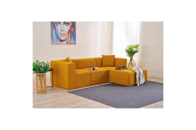 Veyno Sofa med Divan 3-sits - Oransje - Møbler - Sofaer - Sofaer med sjeselong - 3 seters sofa med divan