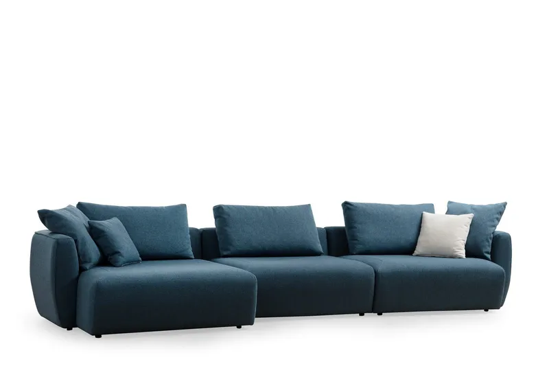 Viimse 3-seter Venstrevendt Sofa med Sjeselong 365 cm i Stoff, Blå