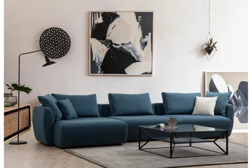 Viimse 3-seter Venstrevendt Sofa med Sjeselong 365 cm i Stoff - Blå - Møbler - Sofaer - Sofaer med sjeselong - 3 seters sofa med divan
