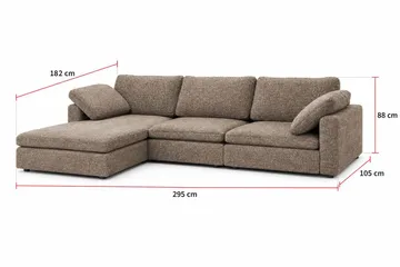 Visby 4-seters L-formet dyp vendbar sofa med divan i stoff - Brun - Møbler - Sofaer - Sofaer med sjeselong - 4 seters sofa med divan