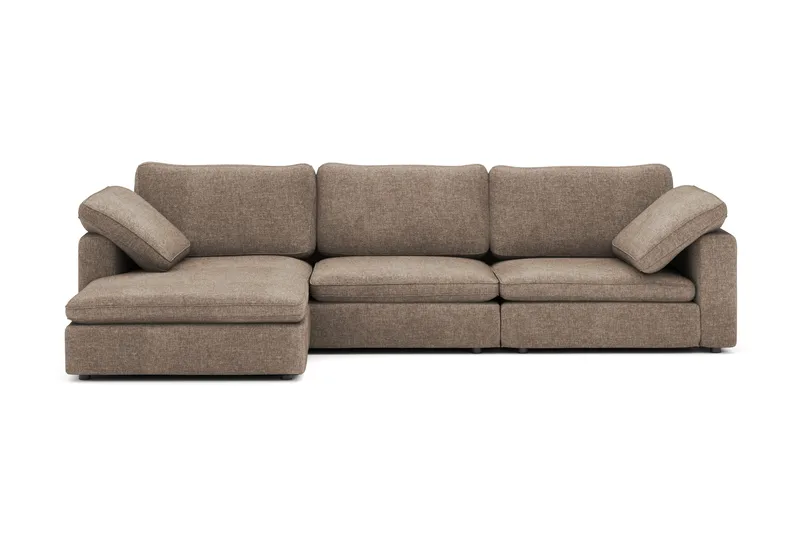 Visby 4-seters L-formet dyp vendbar sofa med divan i stoff - Brun - Møbler - Sofaer - Sofaer med sjeselong - 4 seters sofa med divan
