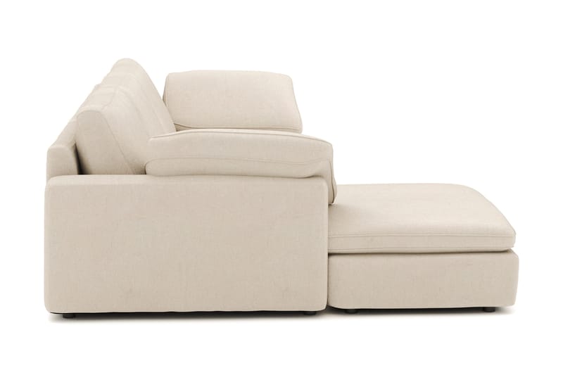 Visby 4-seters L-formet dyp vendbar sofa med sjeselong i stoff - Beige - Møbler - Sofaer - Sofaer med sjeselong - 4 seters sofa med divan