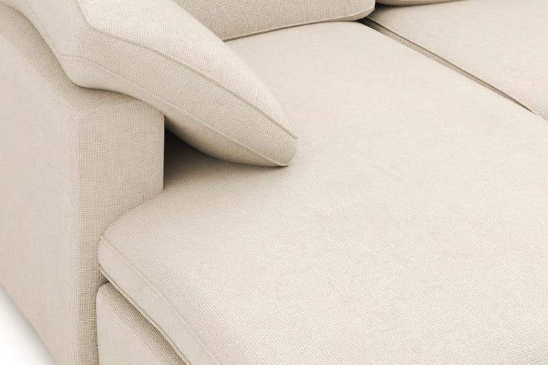 Visby 4-seters L-formet dyp vendbar sofa med sjeselong i stoff - Beige - Møbler - Sofaer - Sofaer med sjeselong - 4 seters sofa med divan