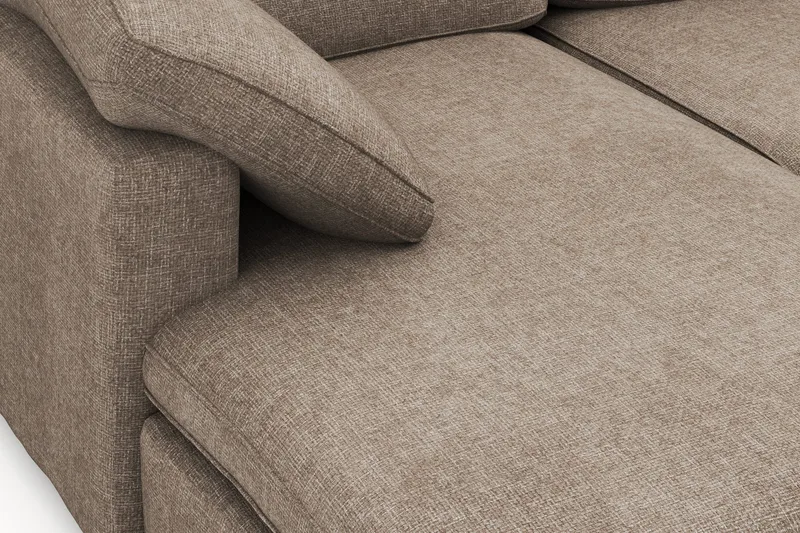 Visby 4-seters L-formet dyp vendbar sofa med sjeselong i stoff - Brun - Møbler - Sofaer - Sofaer med sjeselong - 4 seters sofa med divan