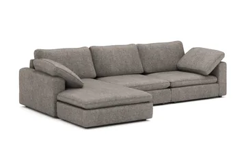 Visby 4-seters L-formet dyp vendbar sofa med sjeselong i stoff - Grå - Møbler - Sofaer - Sofaer med sjeselong - 4 seters sofa med divan