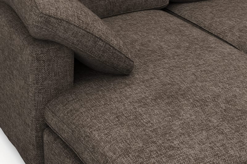 Visby 4-seters L-formet dyp vendbar sofa med sjeselong i stoff - Mørkebrun - Møbler - Sofaer - Sofaer med sjeselong - 4 seters sofa med divan