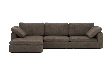Visby 4-seters L-formet dyp vendbar sofa med sjeselong i stoff