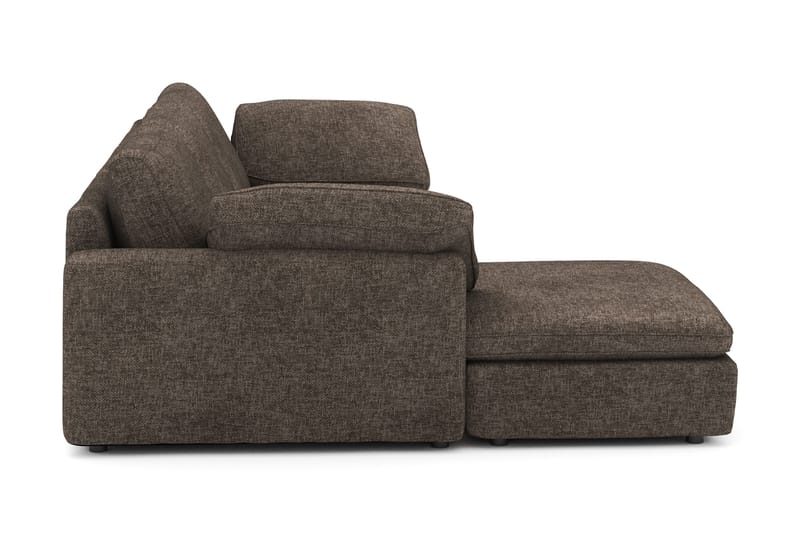 Visby 4-seters L-formet dyp vendbar sofa med sjeselong i stoff - Mørkebrun - Møbler - Sofaer - Sofaer med sjeselong - 4 seters sofa med divan