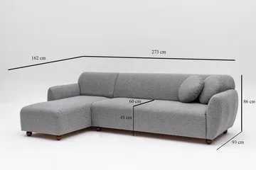 Whitecliffs Divansofa 3-seters - Grå - Møbler - Sofaer - Sofaer med sjeselong - 3 seters sofa med divan