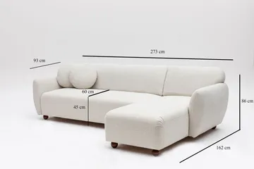 Whitecliffs Divansofa 3-seters - Hvit - Møbler - Sofaer - Sofaer med sjeselong - 3 seters sofa med divan