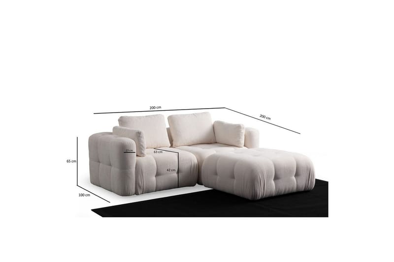 Yvara Sofa med Divan 2-sits - Beige - Møbler - Sofaer - Sofaer med sjeselong - 2 seters sofa med divan