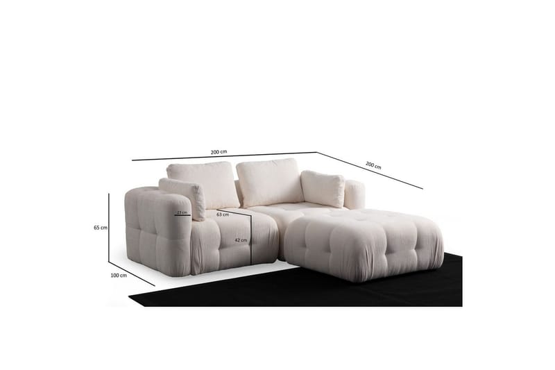 Yvara Sofa med Divan 2-sits - Beige - Møbler - Sofaer - Sofaer med sjeselong - 2 seters sofa med divan