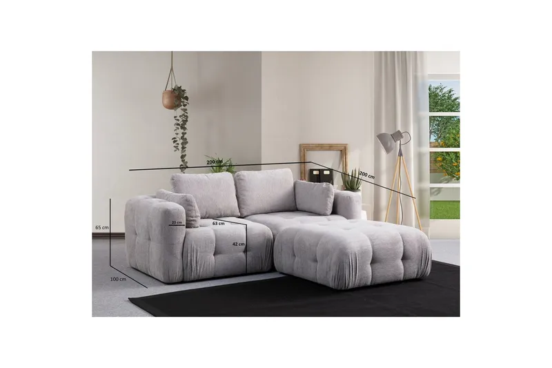 Yvara Sofa med Divan 2-sits - Lysegrå - Møbler - Sofaer - Modulsofaer - Komplett modulsofa
