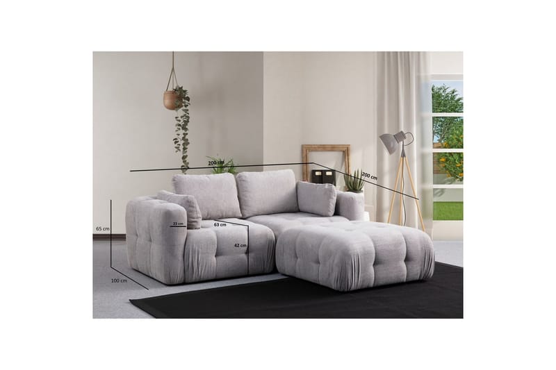 Yvara Sofa med Divan 2-sits - Lysegrå - Møbler - Sofaer - Sofaer med sjeselong - 2 seters sofa med divan