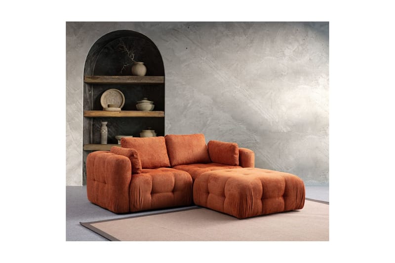 Yvara Sofa med Divan 2-sits - Oransje - Møbler - Sofaer - Sofaer med sjeselong - 2 seters sofa med divan