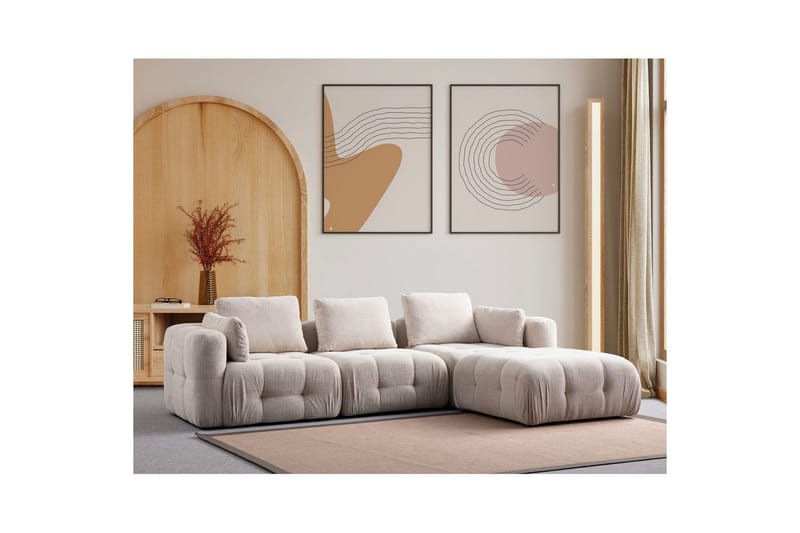 Yvara Sofa med Divan 4-sits - Beige - Møbler - Sofaer - Modulsofaer - Komplett modulsofa
