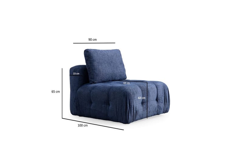 Yvara Sofa med Divan 4-sits - Blå - Møbler - Sofaer - Modulsofaer - Komplett modulsofa