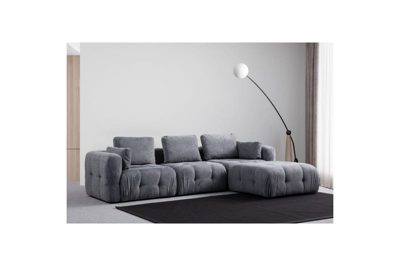 Yvara Sofa med Divan 4-sits - Grå - Møbler - Sofaer - Sofaer med sjeselong - 4 seters sofa med divan