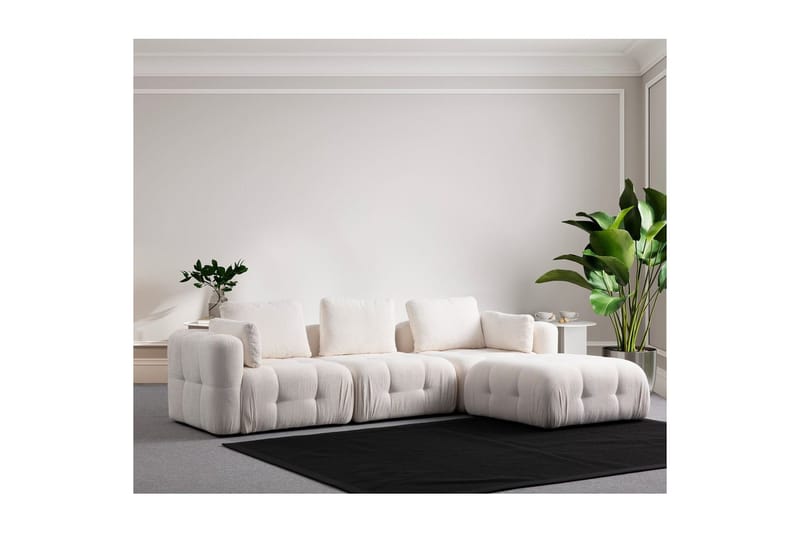 Yvara Sofa med Divan 4-sits - Hvit - Møbler - Sofaer - Sofaer med sjeselong - 4 seters sofa med divan