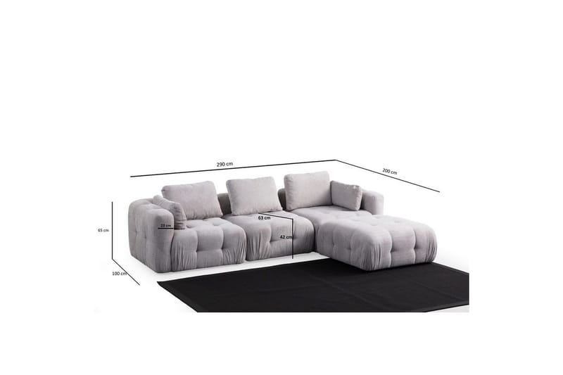 Yvara Sofa med Divan 4-sits - Lysegrå - Møbler - Sofaer - Modulsofaer - Komplett modulsofa