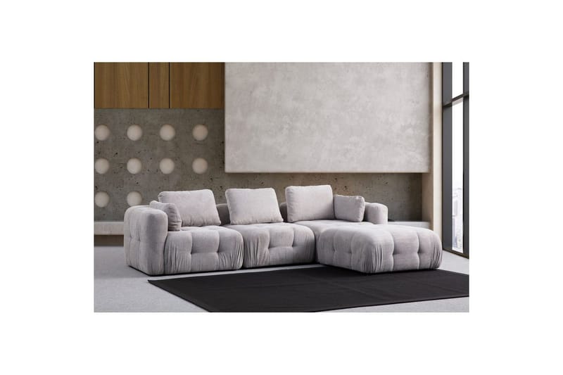 Yvara Sofa med Divan 4-sits - Lysegrå - Møbler - Sofaer - Modulsofaer - Komplett modulsofa
