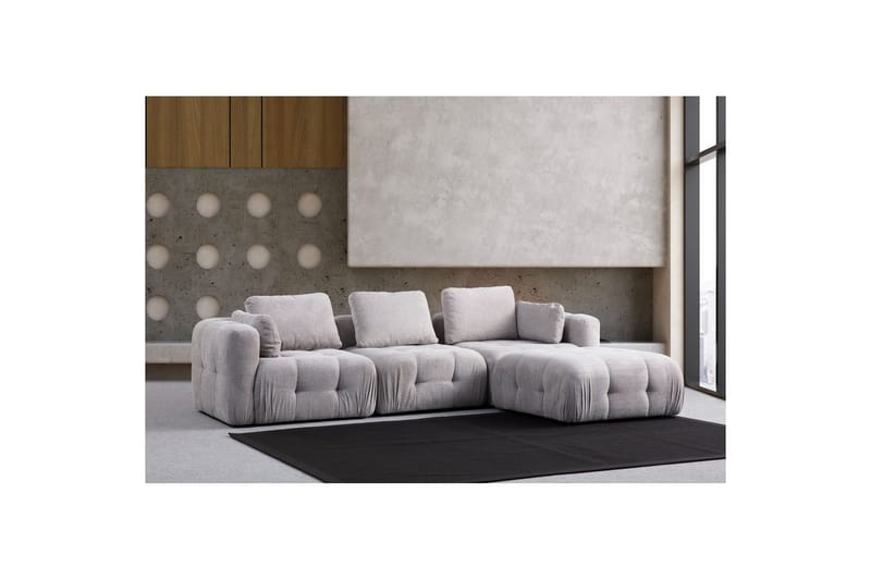 Yvara Sofa med Divan 4-sits - Lysegrå - M�øbler - Sofaer - Sofaer med sjeselong - 4 seters sofa med divan