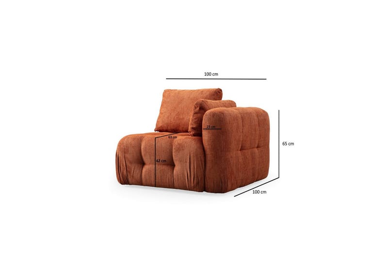 Yvara Sofa med Divan 4-sits - Oransje - Møbler - Sofaer - Sofaer med sjeselong - 4 seters sofa med divan