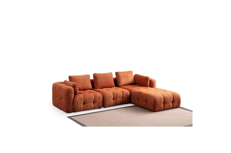 Yvara Sofa med Divan 4-sits - Oransje - Møbler - Sofaer - Sofaer med sjeselong - 4 seters sofa med divan