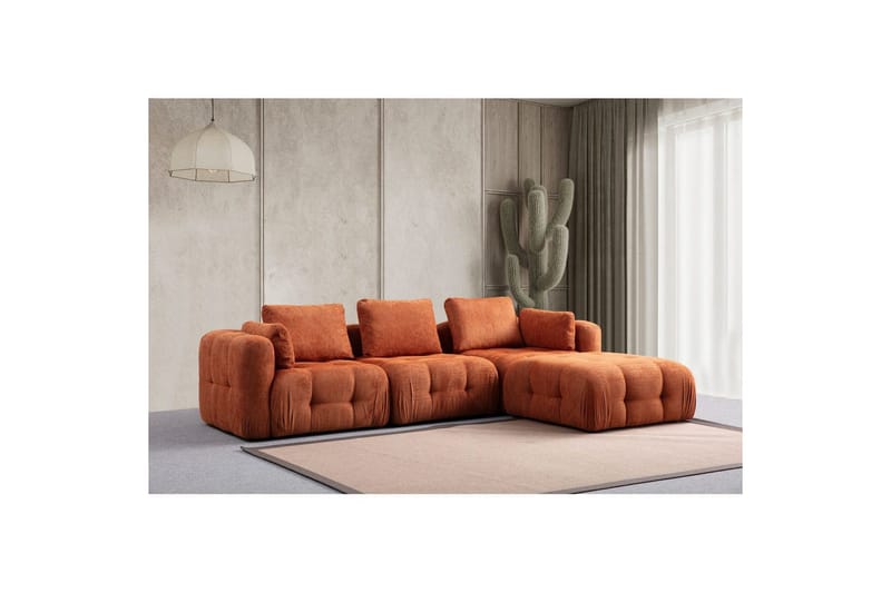 Yvara Sofa med Divan 4-sits - Oransje - Møbler - Sofaer - Modulsofaer - Komplett modulsofa