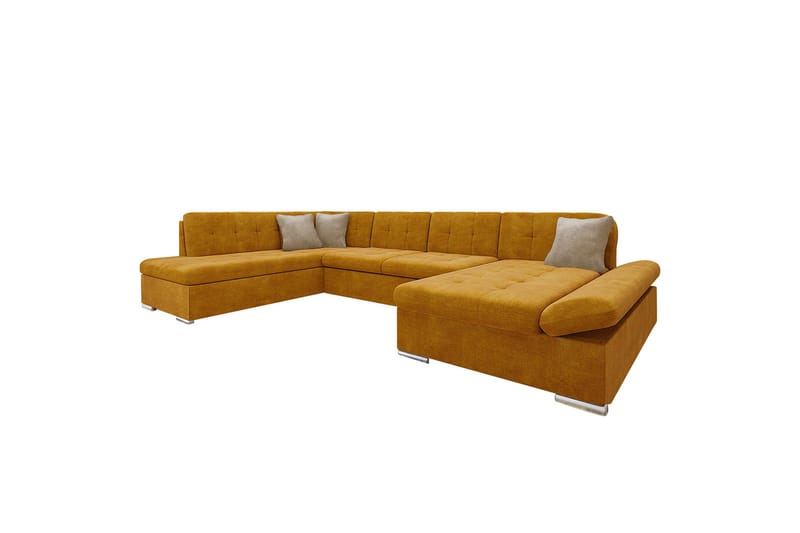 Zumar Sofa med Sjeselong og Divan 4-seter, Gul/Beige
