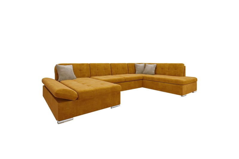 Zumar Sofa med Sjeselong og Divan 4-seter, Gul/Beige